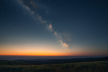 Wall Mural - Milky Way and rising sun in the night sky