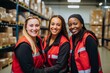 © CojanAI - Smiling portrait of a young and diverse group of women in warehouse