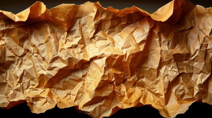 Wall Mural - Close-up of an abstract crumpled and creased recycle brown paper texture background