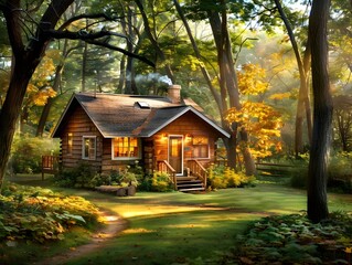 Poster - Cozy Cabin in the Woods.