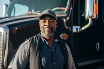 Wall Mural - Portrait of a middle aged male truck driver