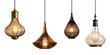 © MZ PNG CITY  - Set of different styles hanging lamps on transparent background.