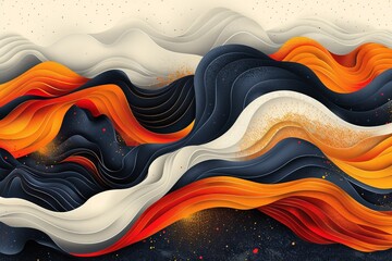 Wall Mural - Colorful abstract design with flowing lines and bold textures