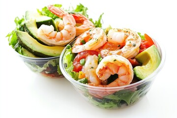 Wall Mural - Shrimp, Avocado, and Tomato Salad in a Clear Container