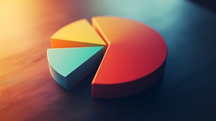 Aufkleber - A detailed view of a pie chart with 3D effects and shadows, illustrating business data with a modern and dynamic look.