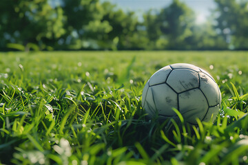 Ball for football or soccer on the field 1