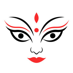 Wall Mural - Devi Durga Eyes Vector Line Art Silhouette - Spiritual Hindu Goddess Illustration