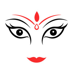 Wall Mural - Devi Durga Eyes Vector Line Art Silhouette - Spiritual Hindu Goddess Illustration