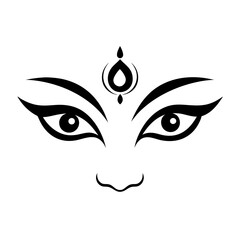 Wall Mural - Devi Durga Eyes Vector Line Art Silhouette - Spiritual Hindu Goddess Illustration