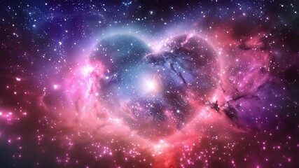 Wall Mural - 3d animation of vibrant heart-shaped galaxy symbolizing love, emotion, spirituality