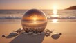 © Phongphan - Golden sphere captures fiery sunset painting sky and ocean with vibrant hues