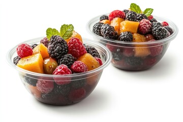 Wall Mural - Two Plastic Bowls Filled with Fresh Fruit Salad