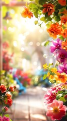 Poster - Colorful Flowers in a Blurred Background.