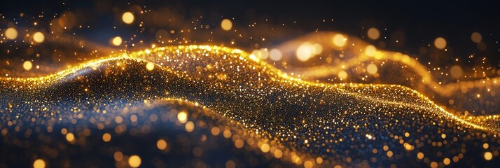 Poster - Waves of golden light sparkling against a bright abstract background