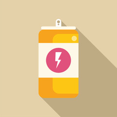 Sticker - Energy drink can with a lightning bolt symbol is standing out on a simple background