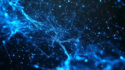 Wall Mural - the force field of a multidimensional plasma in space is blue and glowing