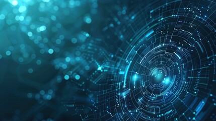 Abstract Digital Technology Background with Circular Design and Blue Lights