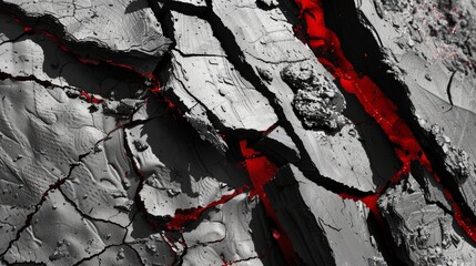 Wall Mural - With cracked texture, this abstract geological wall art features red and black tones