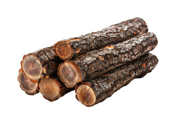 Heap of log trunks timber isolated on transparent background.