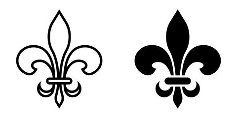 Wall Mural - ofvs687 OutlineFilledVectorSign ofvs - fleur de lis vector icon . heraldic sign . isolated transparent . outline and filled version . AI 10 / EPS / PNG . g12033