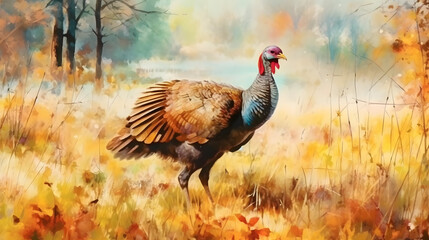 Sticker - Turkey in nature Watercolor Style