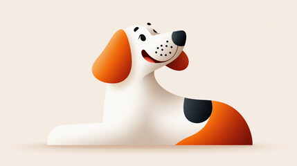 Sticker - Stylized illustration of a happy beagle dog with orange and white fur sitting down and looking upwards on a light background.