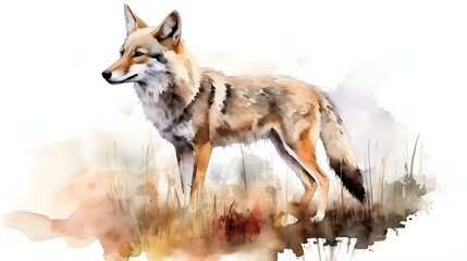 Canvas Print - Coyote in nature watercolor style