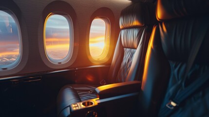 Canvas Print - A plane with a window seat and a leather seat