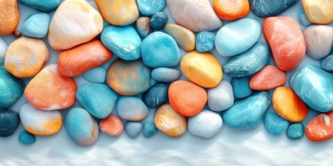 Poster - A Collection of Smooth, Multicolored Pebbles