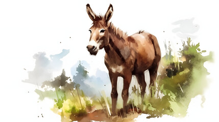 Poster - Mule In nature Watercolor Style