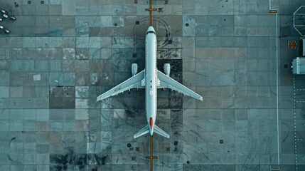 Canvas Print - A white airplane is parked on the tarmac