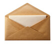 © kanoktuch - Open brown envelope with an inserted letter visible, highlighting its use for correspondence, mailing, or document organization. Isolated on transparent background, png.