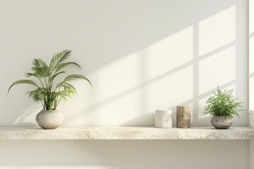 Wall Mural - Background Minimal. Blank Table Shelf in Minimal Interior Design Setting