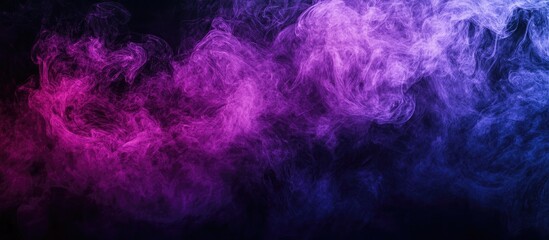 Fototapete - Abstract black background featuring purple smoke studio shot. with copy space image. Place for adding text or design
