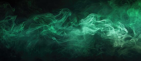 Fototapete - Green steam against a black background Copy space