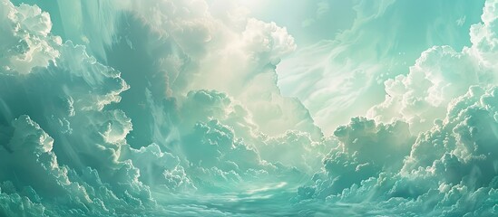 Fototapete - Sky panorama featuring stunning dramatic large clouds A landscape showcasing the strength of heaven and nature Copy space