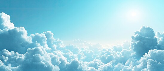 Wall Mural - blue sky with fluffy white clouds. with copy space image. place for adding text or design