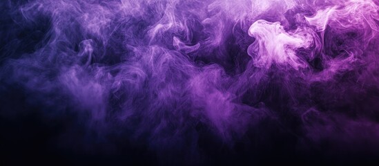 Fototapete - Abstract black background featuring purple smoke studio shot. with copy space image. Place for adding text or design