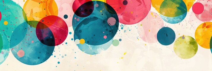 Wall Mural - Fun Design. Creative Abstract Geometric Art Background with Colorful Circles and Spots