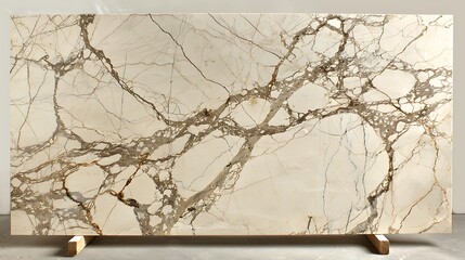 Antique beige marble with intricate dark brown veins, backlit to create a glowing, ethereal effect, emphasizing its vintage and classic details. --ar 16:9 --v 6.0 --s 250 --style raw