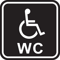 Wall Mural - Disabled WC toilet direction sign on isolated white floor, black and white color