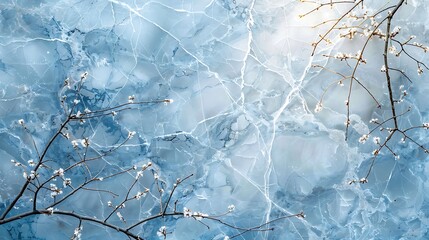 Icy white marble with delicate light blue veins, backlit to create a glowing, ethereal effect, emphasizing its cool and crisp details. --ar 16:9 --v 6.0 --s 250 --style raw