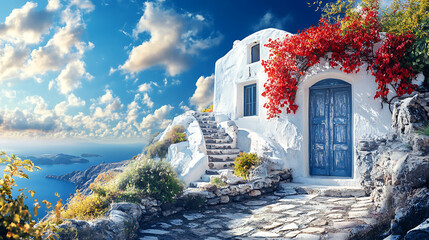 Wall Mural - beautiful picture of Santorini Greece, European paradise