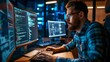 © liliyabatyrova - A man is sitting at a desk with two computer monitors and a keyboard