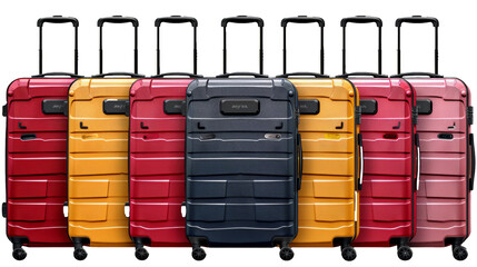 Stacks of colorful suitcases ready for travel