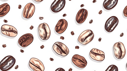 Wall Mural - pattern of coffee bean on a white background