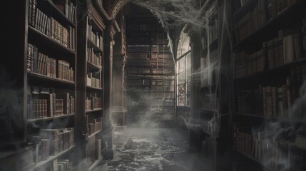 old library with cobwebs