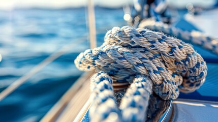 Canvas Print - Close-up of a Nautical Rope on a Yacht