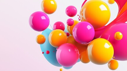Wall Mural - a colorful explosion of balls in the air. the colors are bright and vibrant, creating a sense of ene