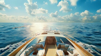 Poster - Luxury Yacht Cruising on a Sunny Day